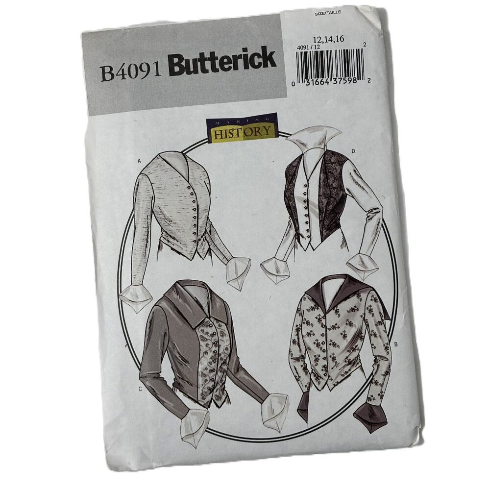 Butterick B4091 Making History Edwardian Basque Shirt Sewing Pattern NWT